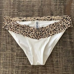 Pink Leopard Lace Detail Bikini Bottom NWOT